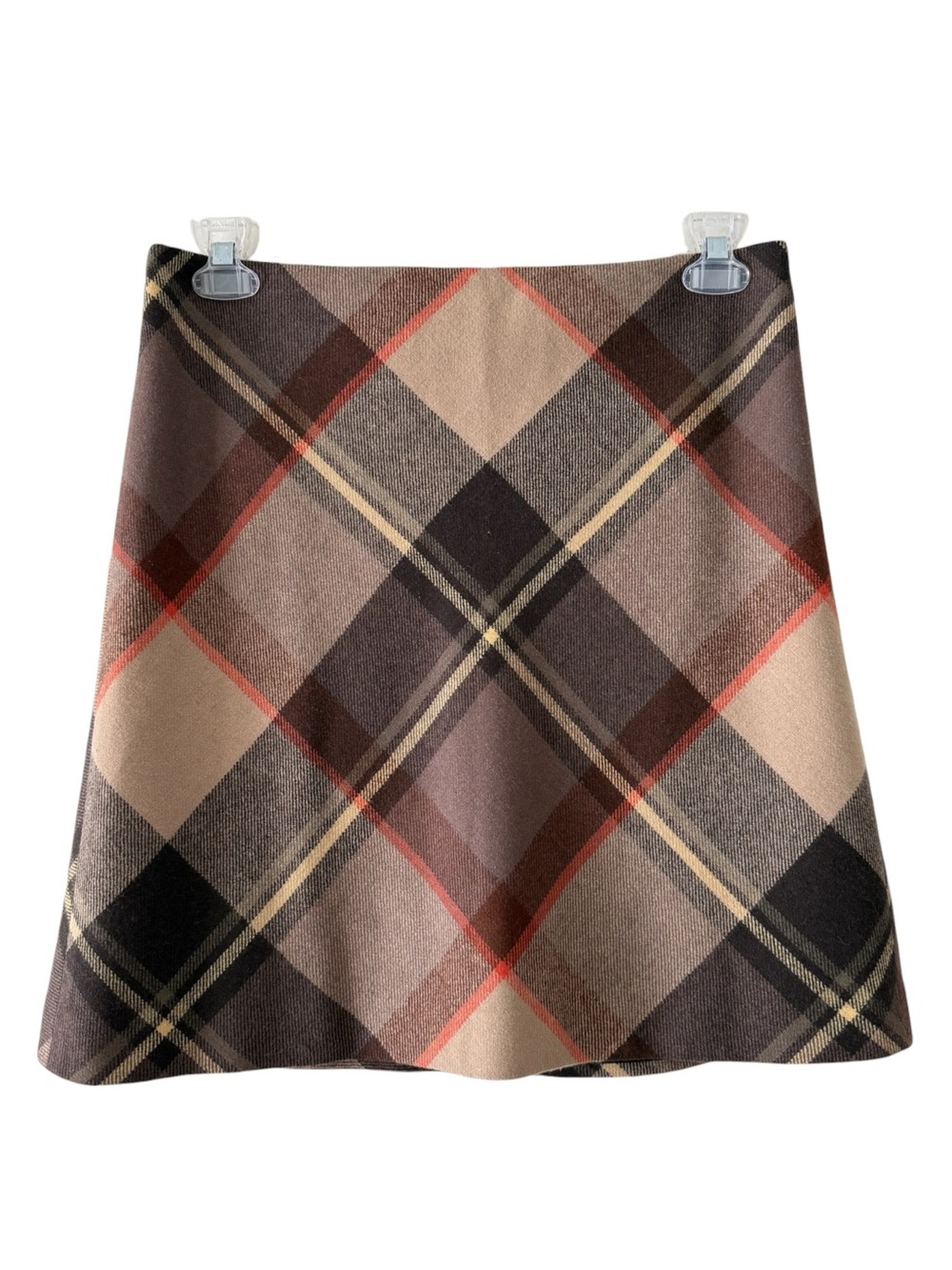 Plaid A-Line Mini Skirt in Brown & Tan Talbots 8 Petite